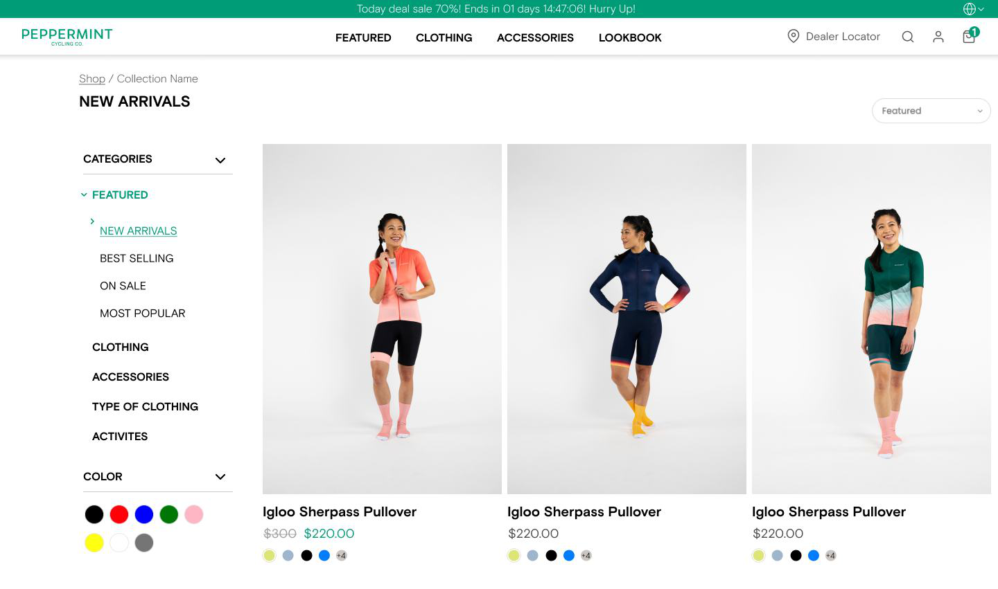 Peppermint Cycling interface design